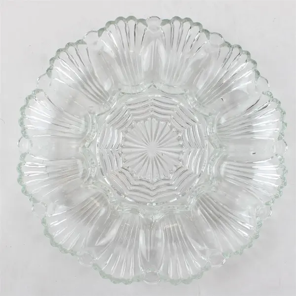 Vintage Anchor Hocking Clear Glass Deviled Egg Serving Platter