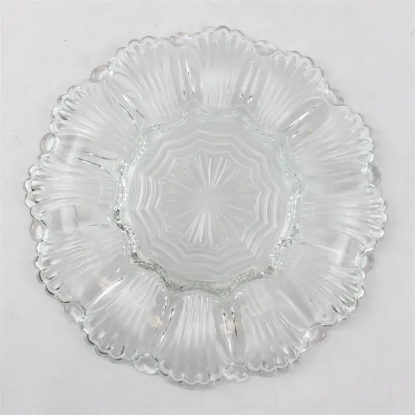 Vintage Anchor Hocking Clear Glass Deviled Egg Serving Platter