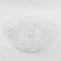 Vintage Daisy Button Glass Relish Tray 5-Section Divided Scalloped 10in