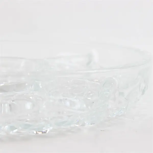 Vintage Daisy Button Glass Relish Tray 5-Section Divided Scalloped 10in