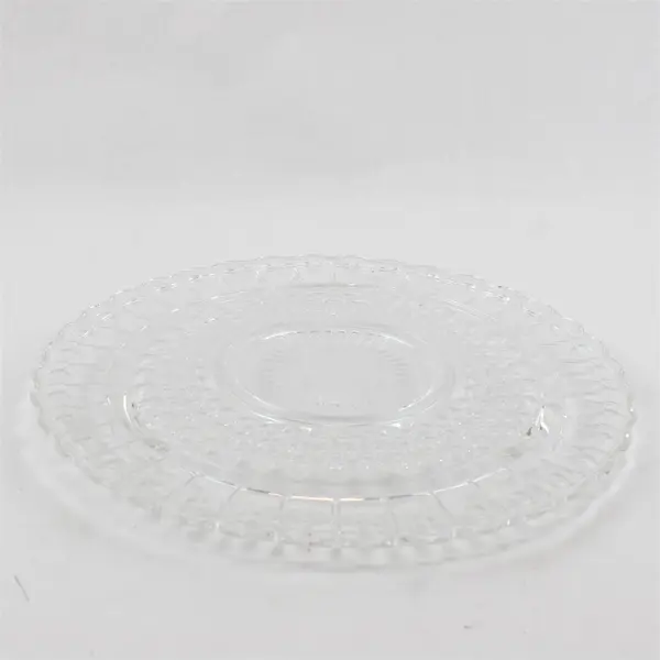 Federal Glass 2889 Footed Cake Plate 11.5" Dot Panel Sunburst Vintage Clear