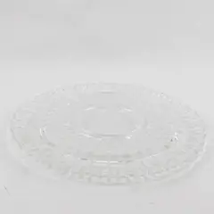 Federal Glass 2889 Footed Cake Plate 11.5" Dot Panel Sunburst Vintage Clear