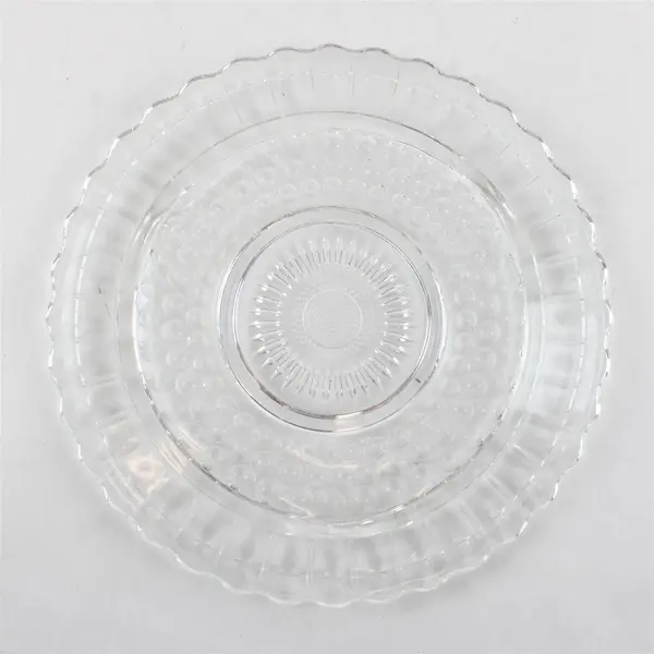 Federal Glass 2889 Footed Cake Plate 11.5" Dot Panel Sunburst Vintage Clear