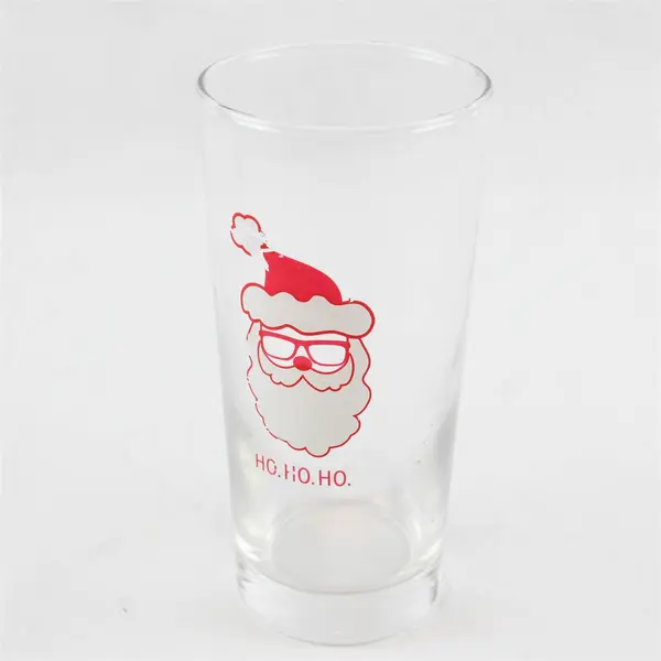 Lot of 2 Christmas Glass Tumblers Santa & Rudolph Holiday Drinkware