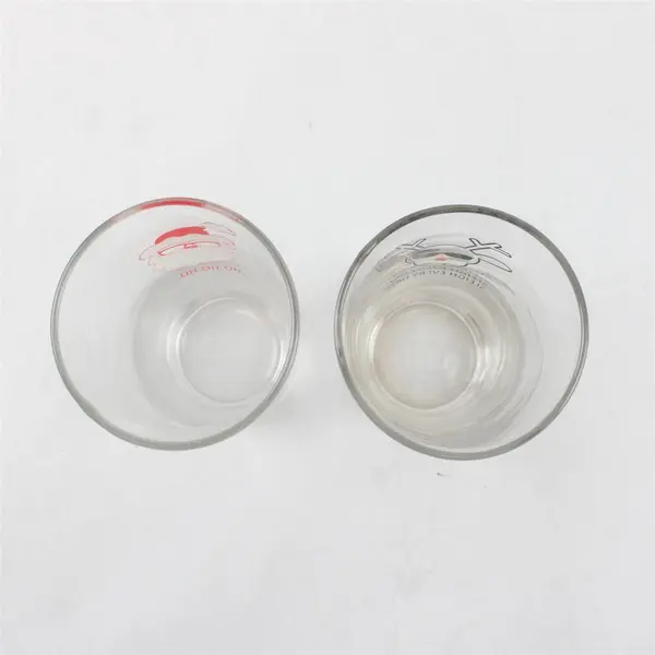 Lot of 2 Christmas Glass Tumblers Santa & Rudolph Holiday Drinkware
