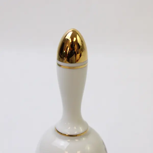 Towle Fine Bone China Hand Bell Pink Floral 22K Gold Trim Collectible