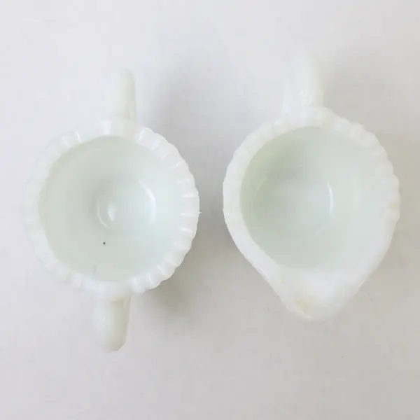Vintage Miniature Westmoreland White Milk Glass Creamer and Open Sugar Set
