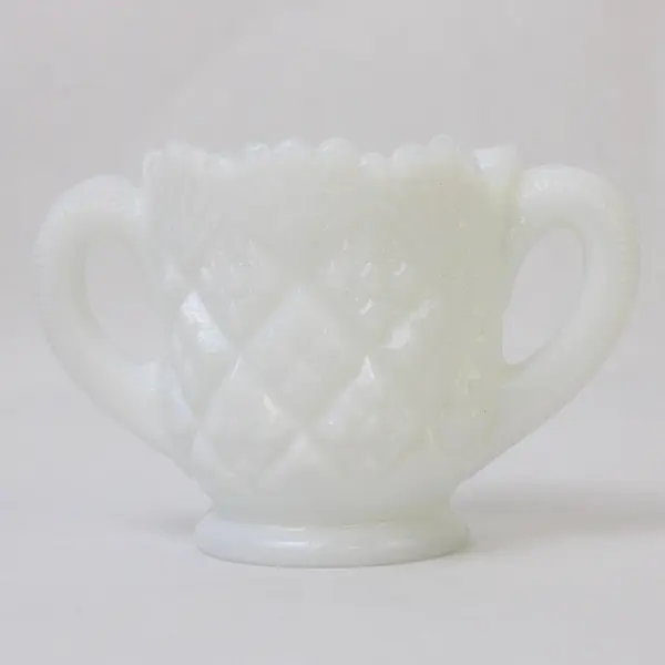 Vintage Miniature Westmoreland White Milk Glass Creamer and Open Sugar Set