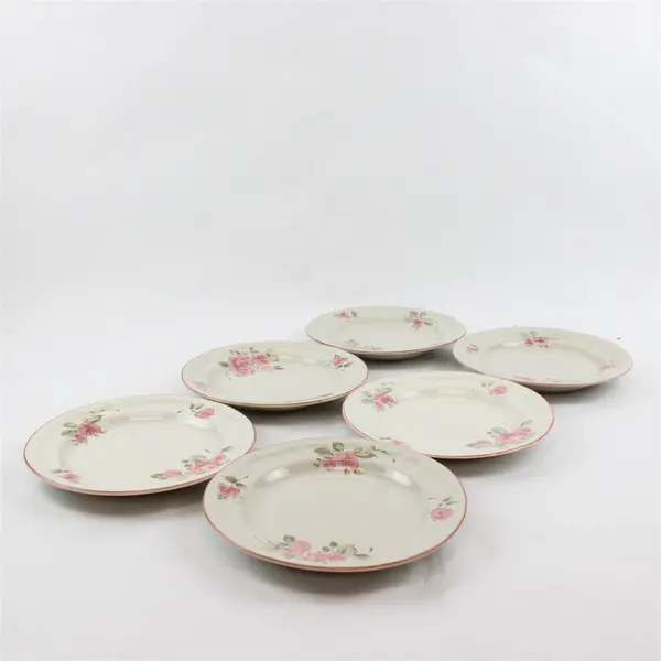 Lot of 6 Gibson Designs Roseland Floral Ceramic Salad Plates 7.75"