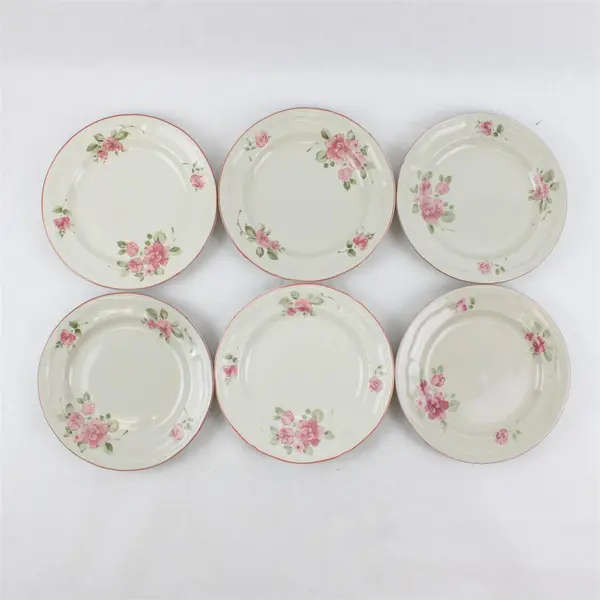 Lot of 6 Gibson Designs Roseland Floral Ceramic Salad Plates 7.75"