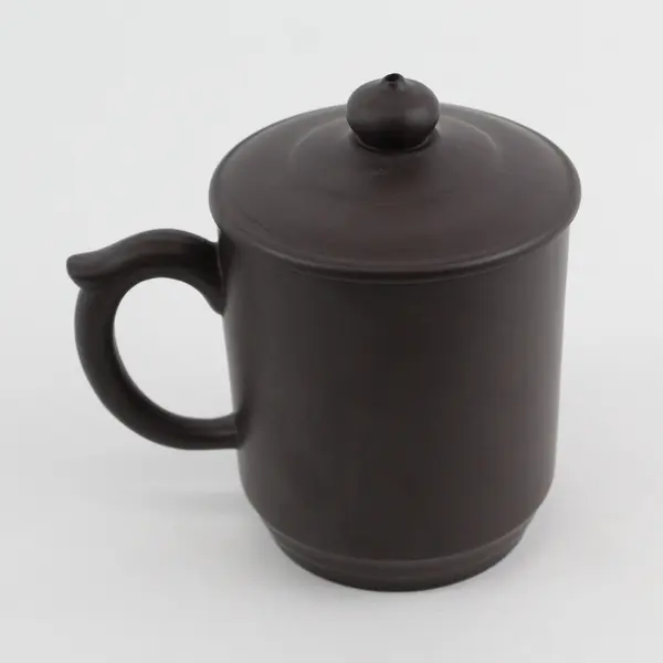 Chinese Engraved Brown  Clay Tea/Coffee Cup Mug With  Lid