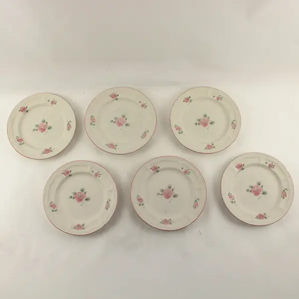 Set of 6 Gibson Everyday China Pink Rose Salad Plates - Used