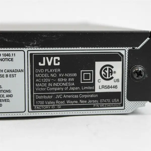 JVC XV-N350B DVD Player Tested Works Good No Remote