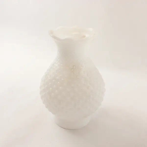 Vintage Clear Base White Milk Glass Hobnail Hurricane Kerosene Oil Lamp