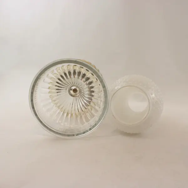 Vintage Clear Base White Milk Glass Hobnail Hurricane Kerosene Oil Lamp