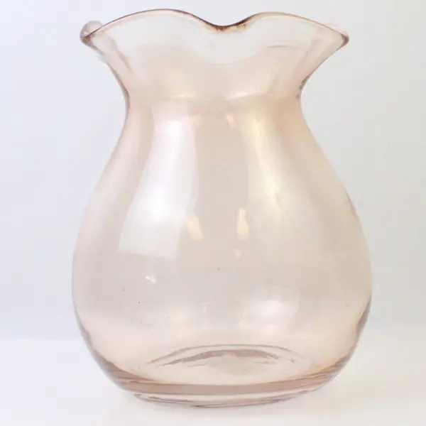 Lenox Ruffled Pink Glass Vase 8.5in Decorative Collectible