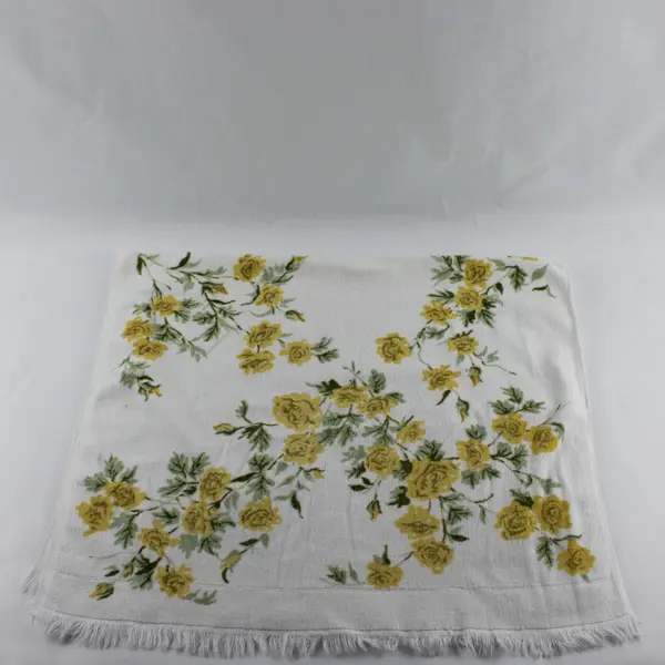Lot Of 2 Vintage Royal Terry Blue/Yellow Floral On White Bath Towels 25" x 40"