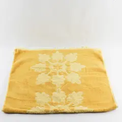 Vintage Cannon Royal Family Solid Yellow Floral Bath Towel 100% Cotton 24" x 38"