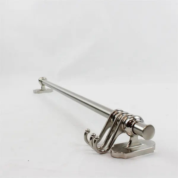 Art Deco Metal Coat & Towel Rack Wall Mount 22.5" Silver Tone