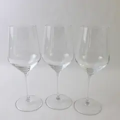 Lot Of 3 Unbranded/Unmarked Matching Clear Glass White Wine Glasses 9.5" Tall