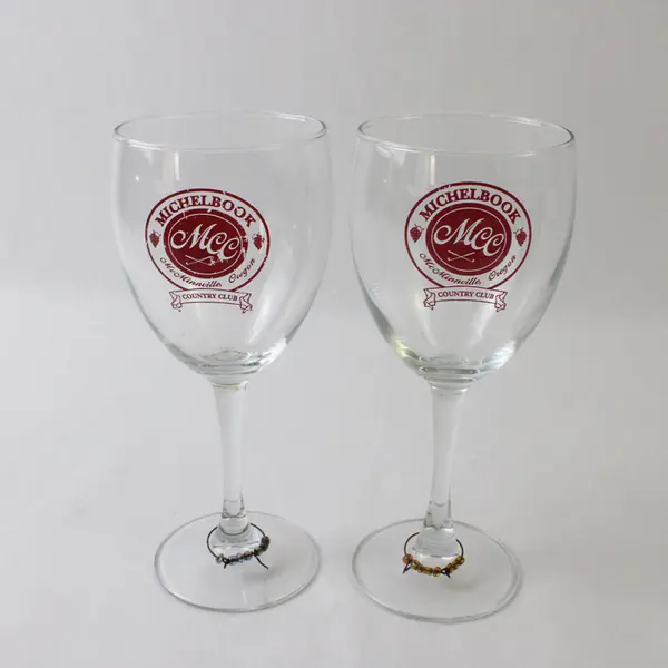 Lot of 2 Michelbook Country Club Clear Small Wine Glasses 7.25"