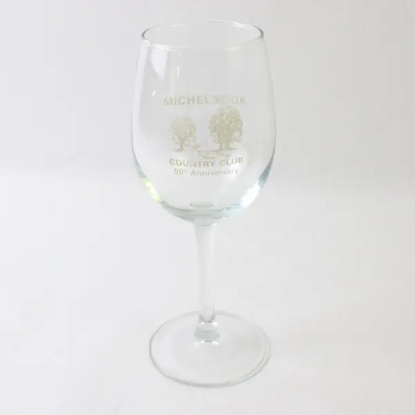 Lot of 2 MICHELBOOK Country Club 50th Anniversary Clear Wine Glasses