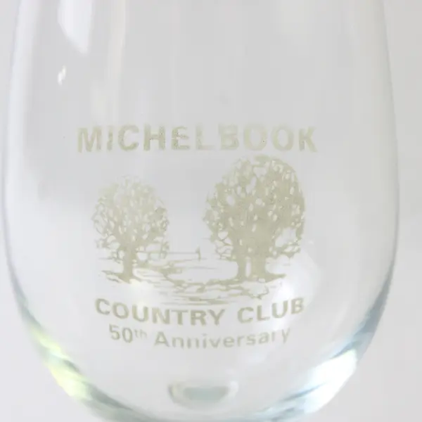 Lot of 2 MICHELBOOK Country Club 50th Anniversary Clear Wine Glasses