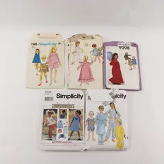 Lot of 5 Vintage Simplicity Girls Sewing Patterns 7408 9298 7150
