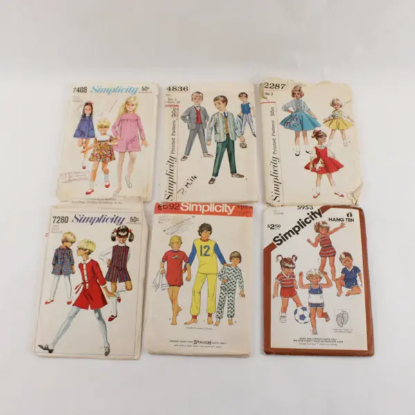 Simplicity Vintage Children's Sewing Pattern Lot 6 7408 4836 2287 1-6