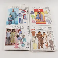 Lot of 4 McCall's Cut Adult and Children's Pajama Sewing Patterns