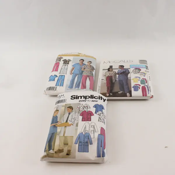 Lot of 3 Simplicity McCall's Scrub Uniform Sewing Patterns 4378 9334 9652