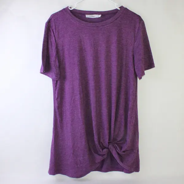 Moyee Purple Tie-Front Short-Sleeved T-Shirt Women's Large