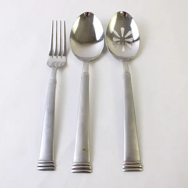 Pfaltzgraff Parker Frost  Stainless Slotted Spoon, Serving Spoon, Dinner Fork