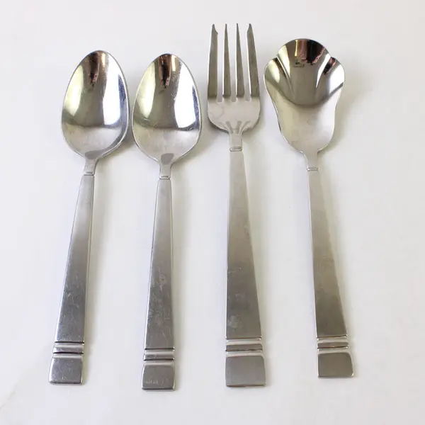 Pfaltzgraff Passage 18/8 Stainless  Pastry Fork, Sugar Spoon and Two Teaspoons