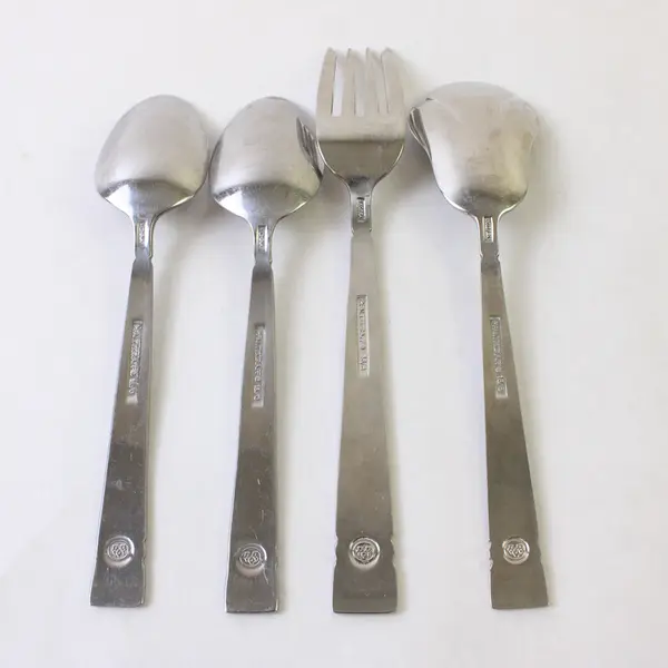 Pfaltzgraff Passage 18/8 Stainless  Pastry Fork, Sugar Spoon and Two Teaspoons