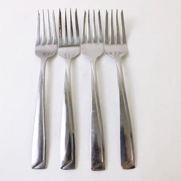 Four Pfaltzgraff Stainless Pastry Forks in the Portrait Pattern