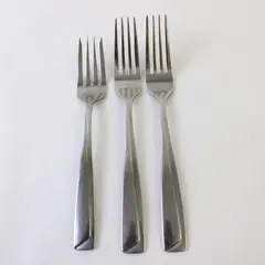 One Pastry, Two Dinner Stainless Pfaltzgraff Forks in the Pattern Portrait
