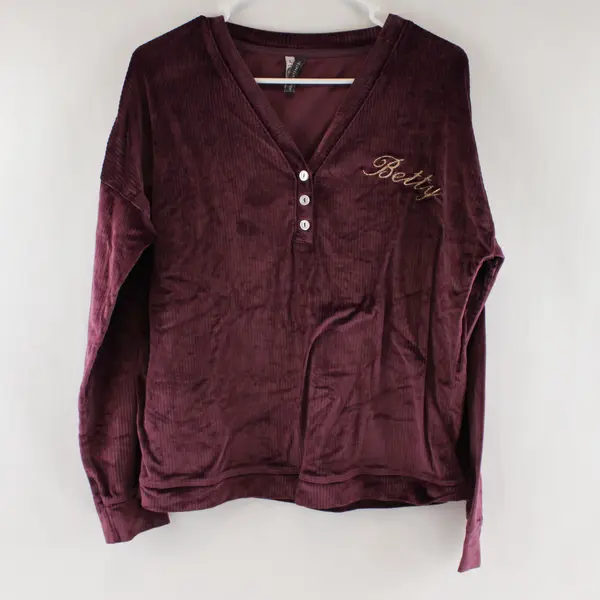 Jaclyn Intimates Women's L Purple Velour Embroidered Lounge 2 Piece Set 