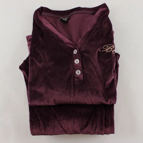 Jaclyn Intimates Women's L Purple Velour Embroidered Lounge 2 Piece Set 