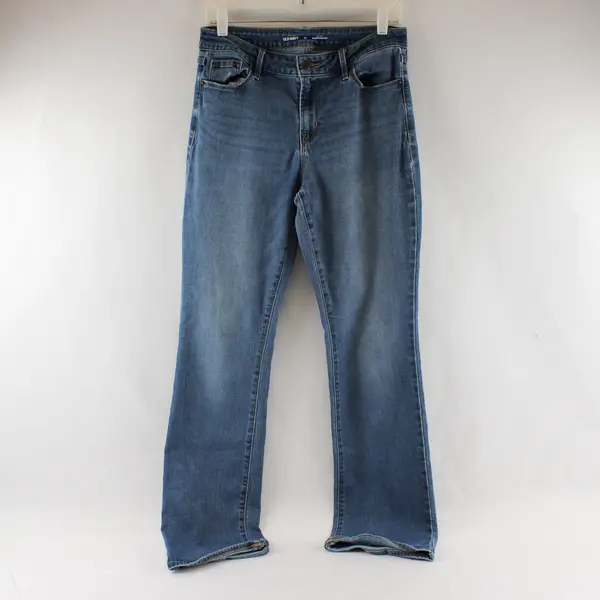 Old Navy Women's 10 Med Wash Mid-Rise Kicker Boot-Cut Stretch Denim Jeans