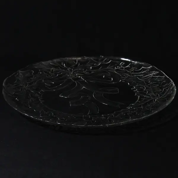 Arcoroc Holiday Traditions Glass Holly Wreath Christmas Platter 12.5"