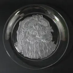 Vintage Toscany Crystal Etched Santa Christmas Serving Platter  14"