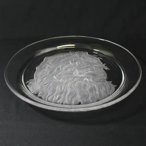Vintage Toscany Crystal Etched Santa Christmas Serving Platter  14"