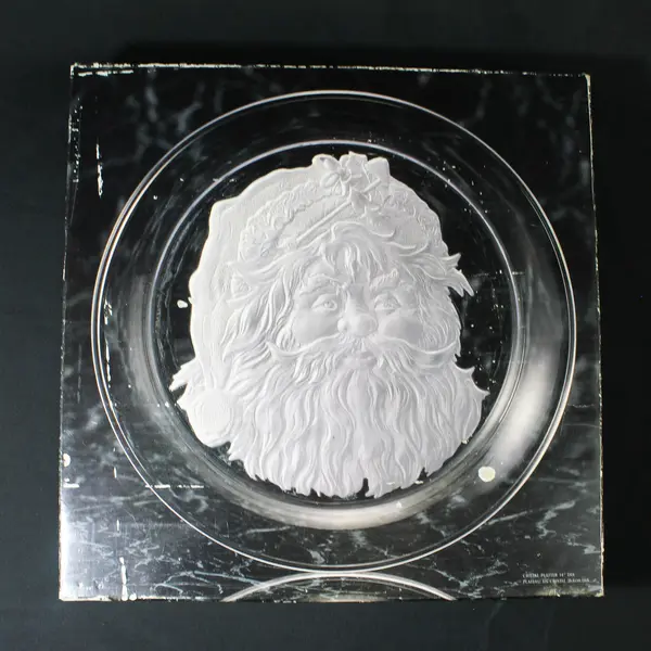 Vintage Toscany Crystal Etched Santa Christmas Serving Platter  14"