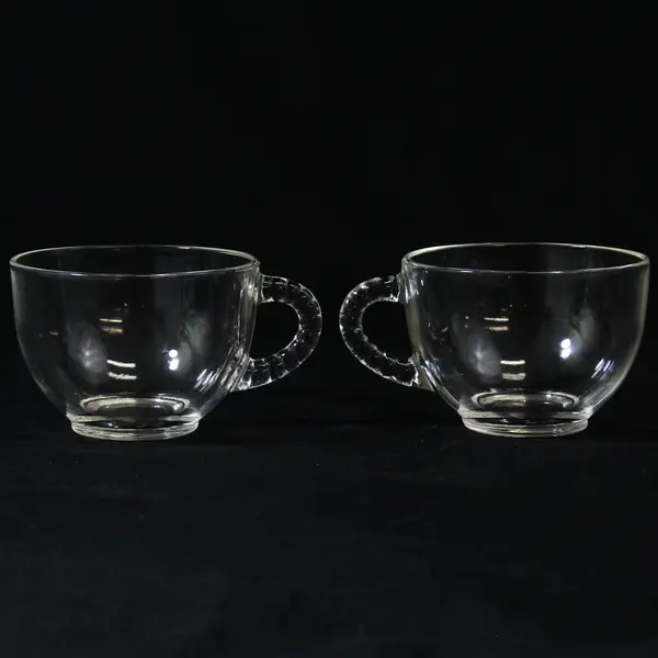 Set Of 8 Vintage Homestead by Federal Glass Beaded Handle Punch Cups 