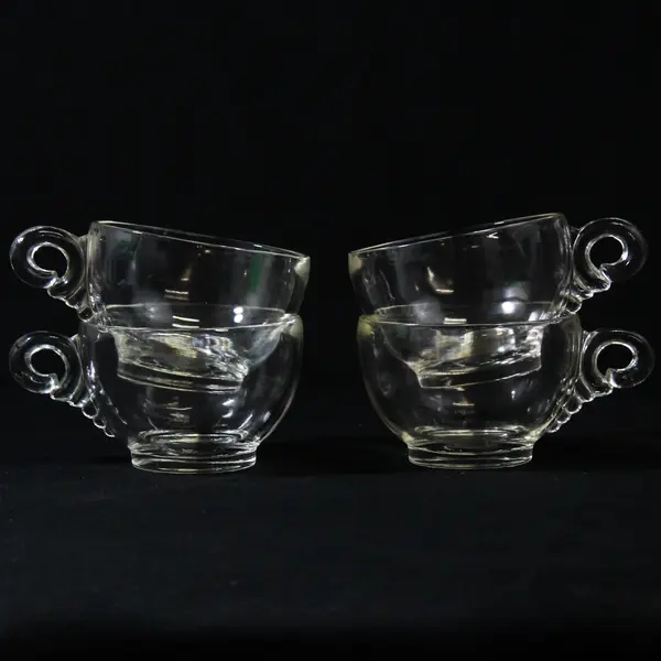 Set of 4 Vintage Hazel Atlas Clear Glass Parti-Ade Snack Cups