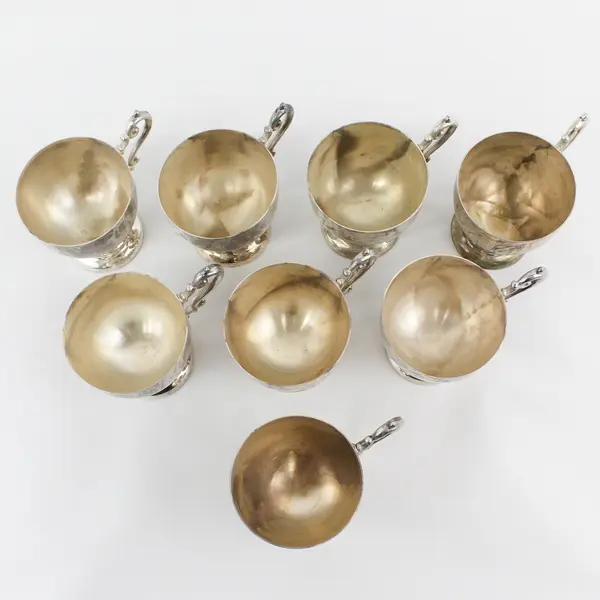 Lot of 8 Footed Silverplate Punch Cups Crown Maker's Mark