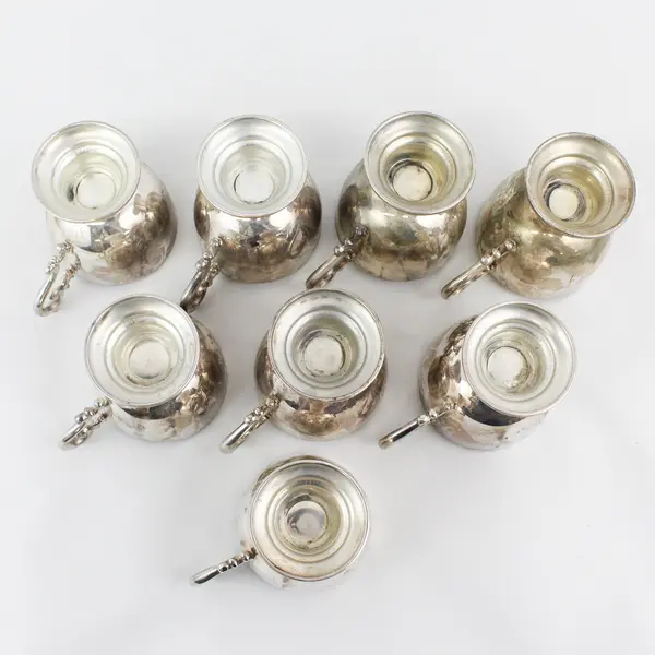 Lot of 8 Footed Silverplate Punch Cups Crown Maker's Mark