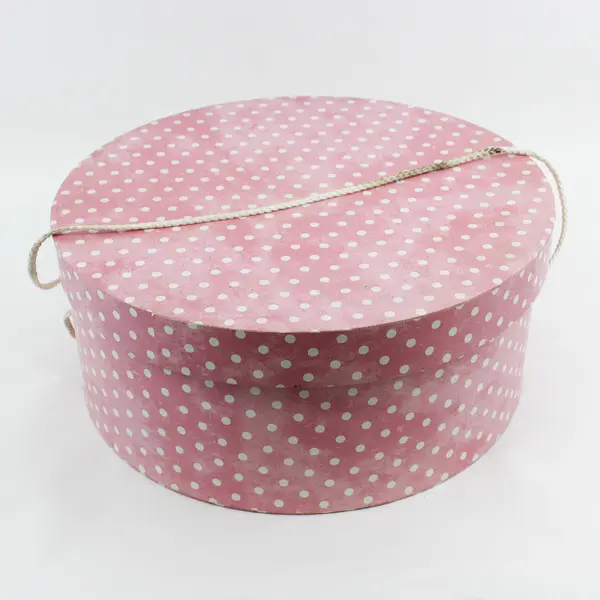 2013 Tri Coastal Design Paula Scaletta Hat Box 15 Inch Pink W/ White Polka Dots