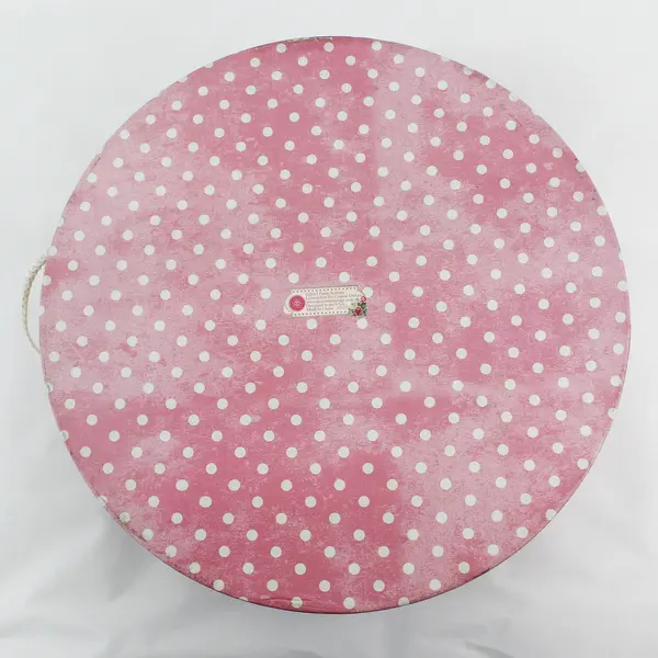 2013 Tri Coastal Design Paula Scaletta Hat Box 15 Inch Pink W/ White Polka Dots